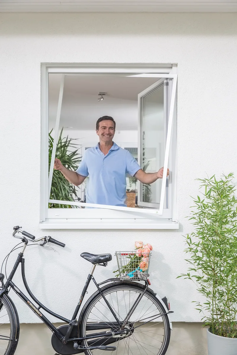 Moustiquaire à cadre amovible sur une fenêtre